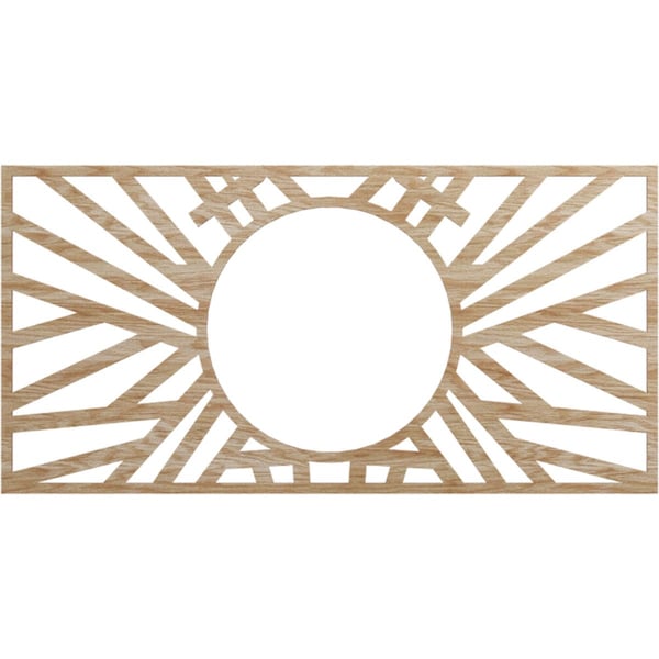 Ekena Millwork Hoover Wood Fretwork Pierced Ceiling Medallion, Red Oak, 30"W x 15"H x 11 1/8"ID x 3/8"T CMWP30X15X0375HORO - main